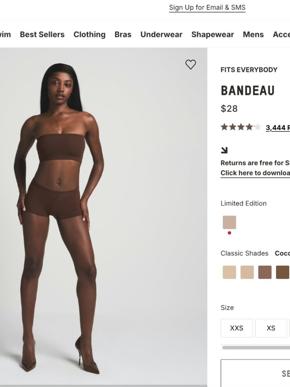 SKIMS Fits Everybody Bandeau in Cocoa NWT